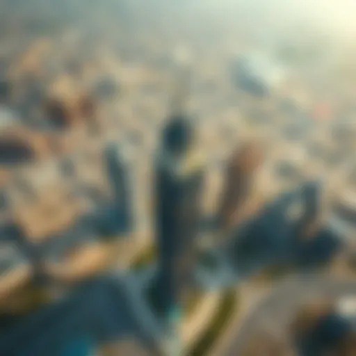 Aerial Perspective of Al Bakhit Tower Aerial view of Al Bakhit Tower showcasing its unique architectural design