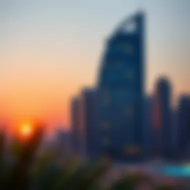 Al Majara Tower at Sunset Stunning view of Al Majara Tower at sunset