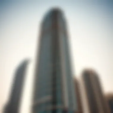 Close-up of Al Manara Tower's architectural features