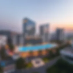 Panoramic view of Al Twar Center showcasing its modern architecture.