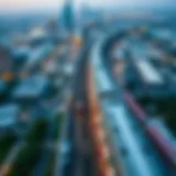 Aerial view of the Blue Line of Dubai Metro