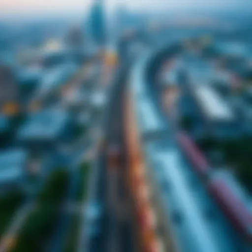 Aerial view of the Blue Line of Dubai Metro