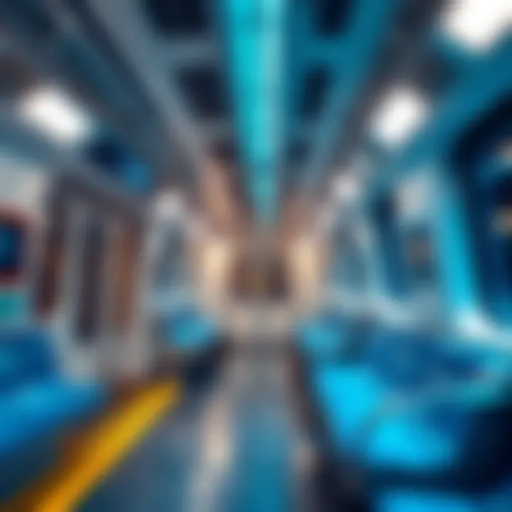 Interior design of a Blue Line train