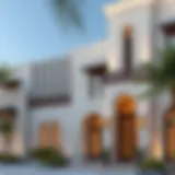 Exterior view of برج المها showcasing modern architectural design and traditional elements