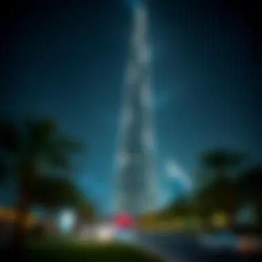 Burj Khalifa: A Beacon of Modern Architecture at Night Night view of Burj Khalifa illuminated, symbolizing modern architecture