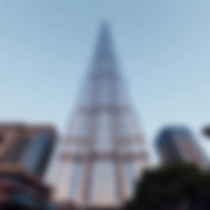 Stunning facade of the Burj Khalifa against a clear blue sky