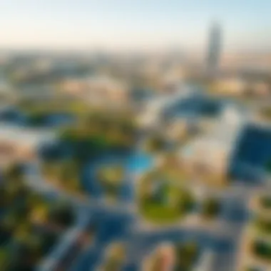 Aerial view of Dubai Investments Park showcasing its expansive layout and greenery.