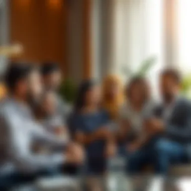 Community Insights on Money Transfer Apps A group of diverse individuals discussing financial transactions