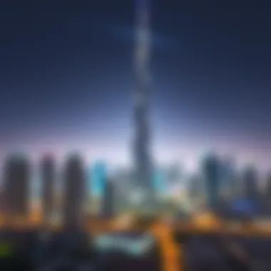 Panoramic view of the Dubai skyline featuring the Magic Tower