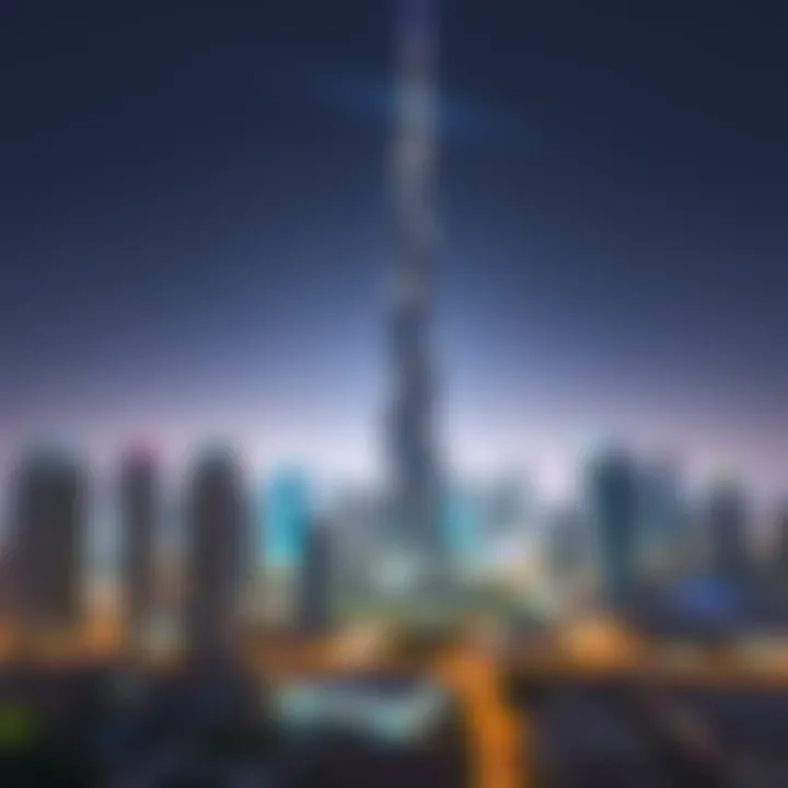 Panoramic view of the Dubai skyline featuring the Magic Tower