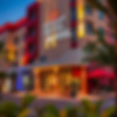 Vibrant exterior of a budget-friendly hotel in Al Barsha