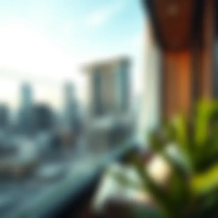 Stunning City View from Hotel Apartment Balcony Stunning view from a hotel apartment balcony overlooking the city