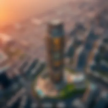 Aerial view of Jumeirah Lake Towers showcasing Icon Tower's location