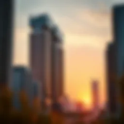 Stunning view of Iris Tower architecture at sunset