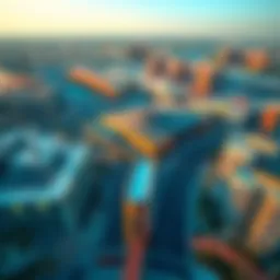 Aerial view of Mag City Dubai showcasing modern architectural designs