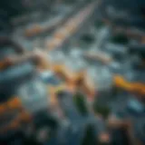 Aerial view of Jumeirah Village Circle showcasing metro accessibility