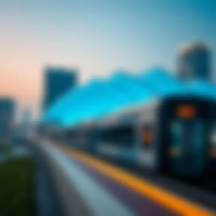 Modern metro station design reflecting urban mobility in Dubai