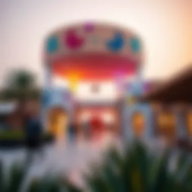 Vibrant cultural hub with art installations and public spaces