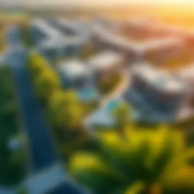 Aerial Perspective of Park Heights Aerial view of Park Heights showcasing the lush greenery and modern architecture