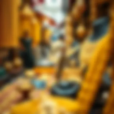 Handcrafted gold jewelry showcased in a market