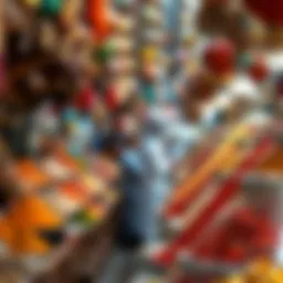 A vibrant display of spices in a traditional souk