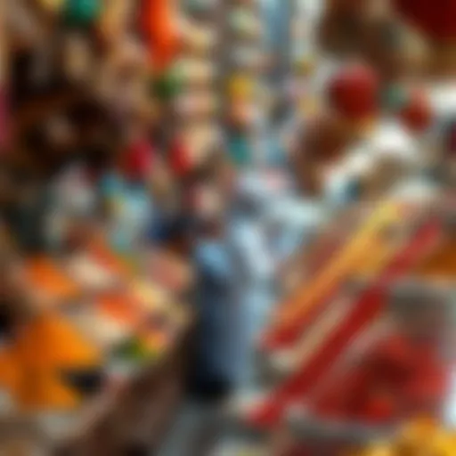 A vibrant display of spices in a traditional souk