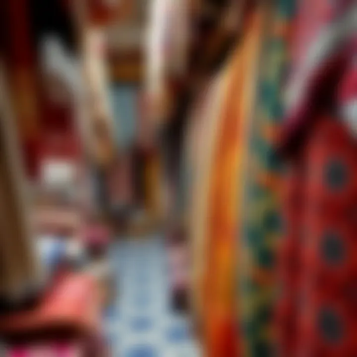 Traditional textiles and fabrics on display