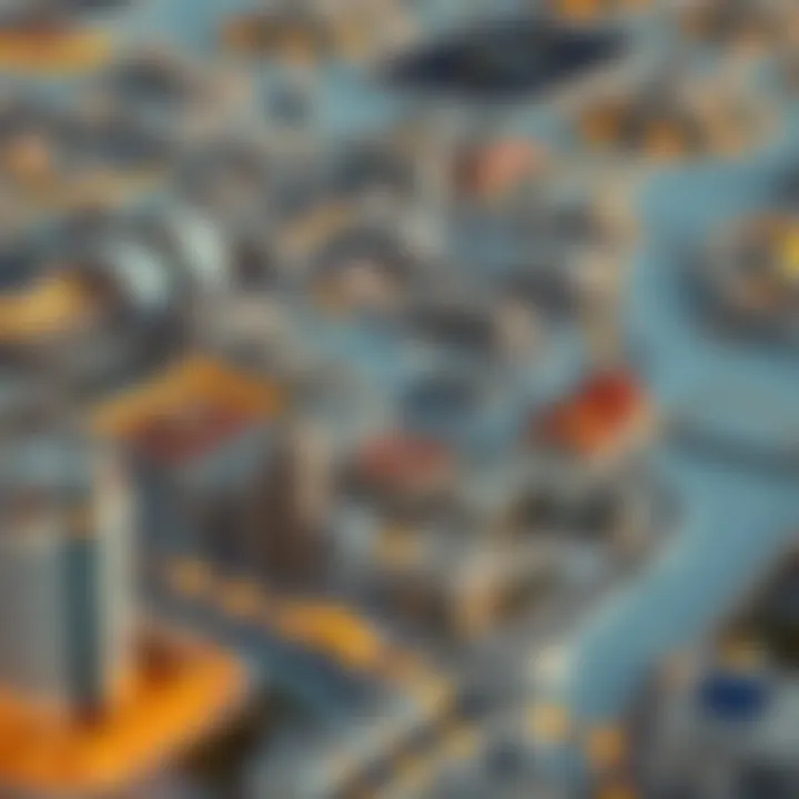 Map highlighting various neighborhoods in Dubai