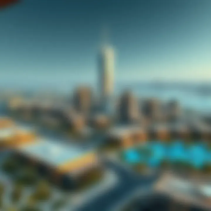 A panoramic view of the community surrounding the 02 Tower