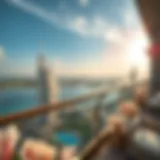 Breathtaking view of Dubai's coastline from a luxurious apartment balcony