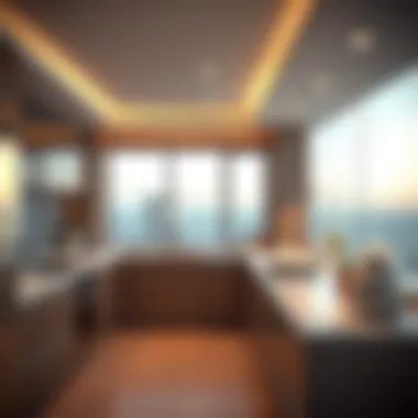 Modern kitchen with sea view and high-end appliances