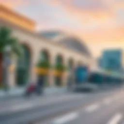 Elegant facade of the Dubai Tram Station showcasing modern architecture