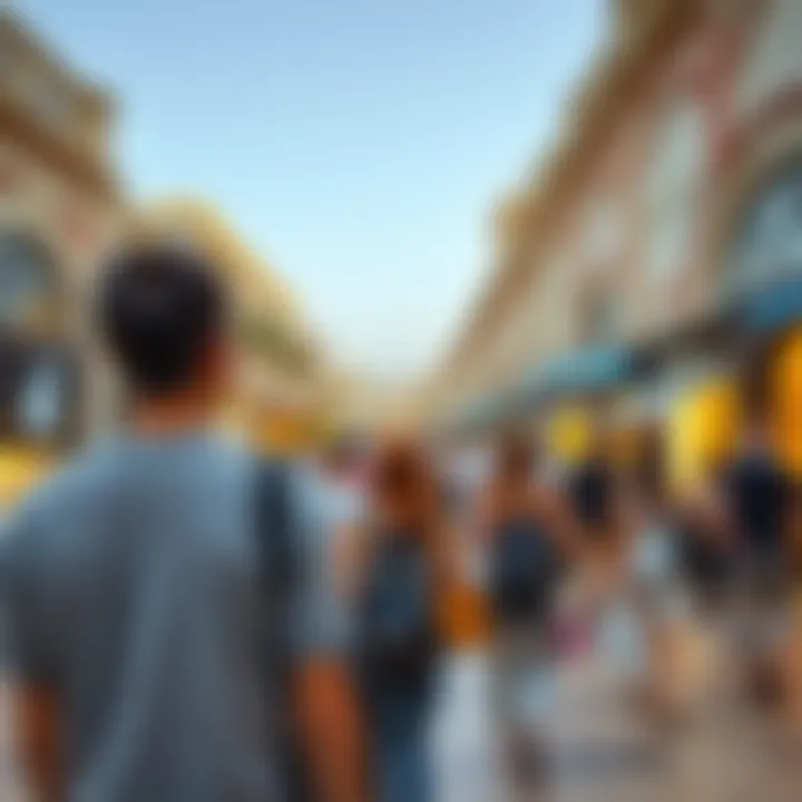 Tourists enjoying the shopping experience