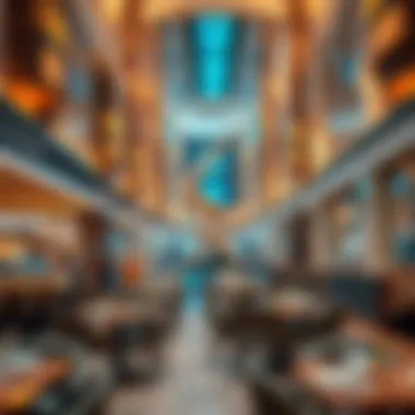 Elegant dining area featuring a variety of international cuisines.