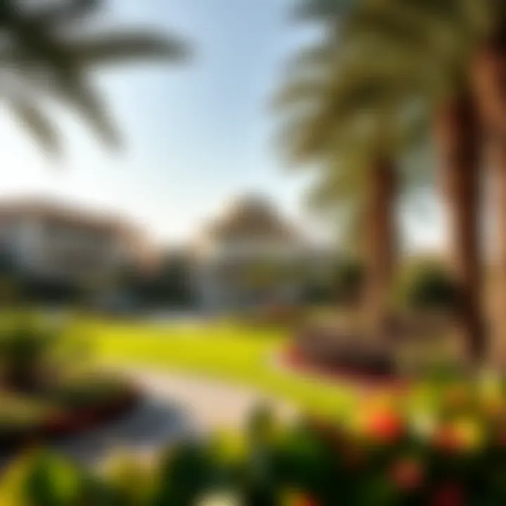 Beautifully landscaped gardens in a prestigious Dubai community.