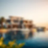 Breathtaking waterfront view of a luxury villa in Dubai.