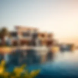 Breathtaking waterfront view of a luxury villa in Dubai.