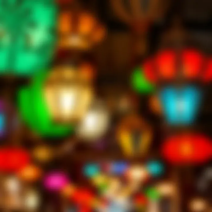Crafted Lanterns in Dubai Souk Colorful lanterns showcasing local craftsmanship