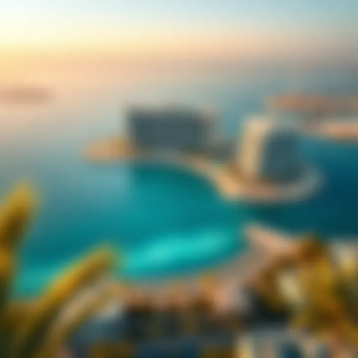 An aerial view of the Palm Jumeirah, showcasing its unique shape