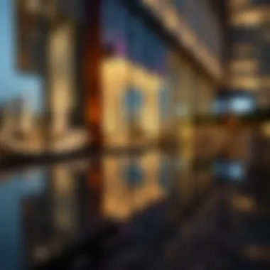 Close-up of light reflections on the facade of Princess Tower