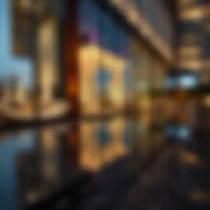 Close-up of light reflections on the facade of Princess Tower