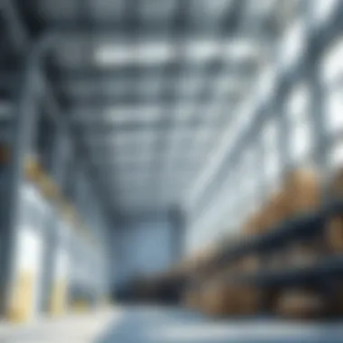 Modern Warehouse Interior Showcasing Storage Solutions Interior of a modern warehouse in Ras Al Khor highlighting storage capabilities