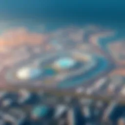 Aerial view of Dubai showcasing Expo 2020 site and surrounding urban area