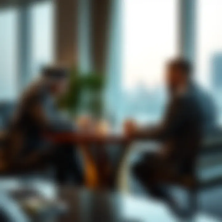 Strategic Discussion on Islamic Finance Practices Business meeting discussing Islamic finance strategies