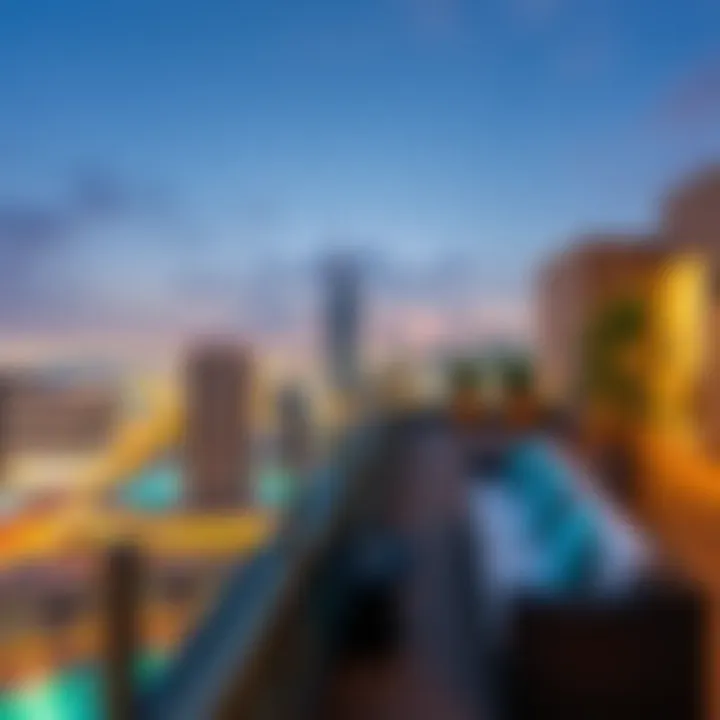 Panoramic city view from the terrace of the JA Manor Hotel