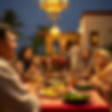 Eid Festivities with Family Families gathering for a festive meal during Eid celebrations