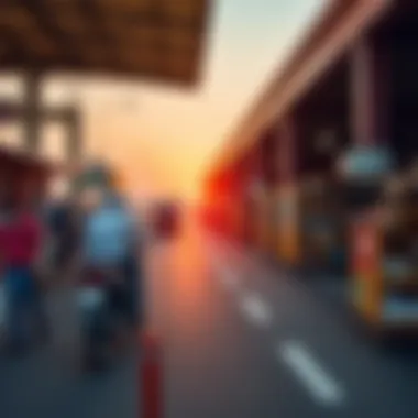 Economic activity depicting trade and commerce at the border