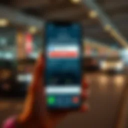 Smartphone displaying a parking app interface