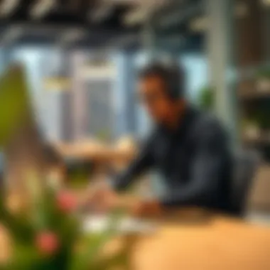 Freelancer in Action Freelancer working in a modern office space