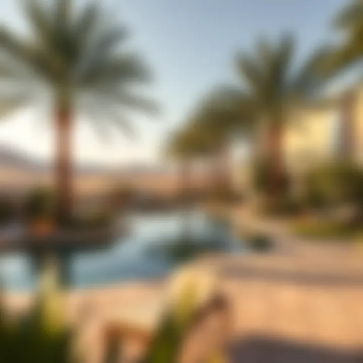 Desert Oasis: A Serene Escape Lush oasis in the desert highlighting relaxation